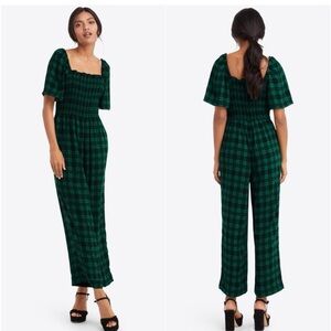 Draper James Maren Jumpsuit Womens Size XXL Green Black Plaid New With Tag